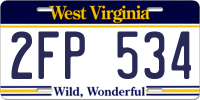 WV license plate 2FP534