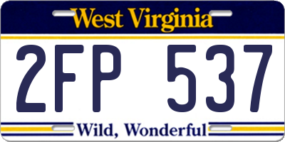 WV license plate 2FP537
