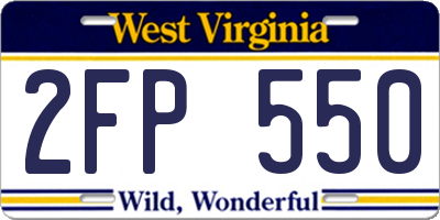 WV license plate 2FP550