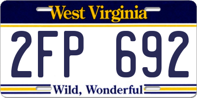 WV license plate 2FP692