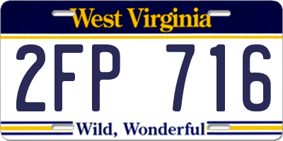 WV license plate 2FP716