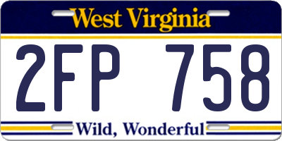 WV license plate 2FP758