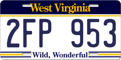 WV license plate 2FP953