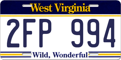 WV license plate 2FP994