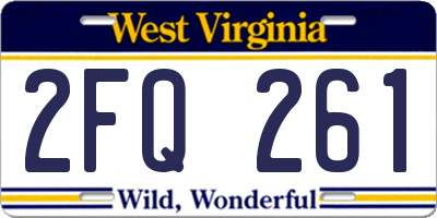 WV license plate 2FQ261