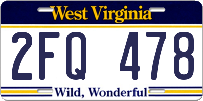 WV license plate 2FQ478