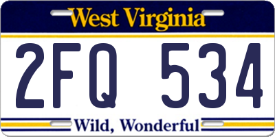 WV license plate 2FQ534