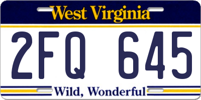 WV license plate 2FQ645