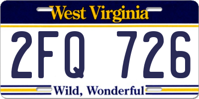 WV license plate 2FQ726