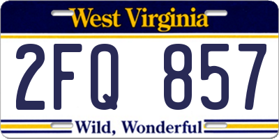 WV license plate 2FQ857