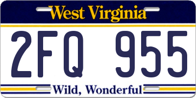 WV license plate 2FQ955
