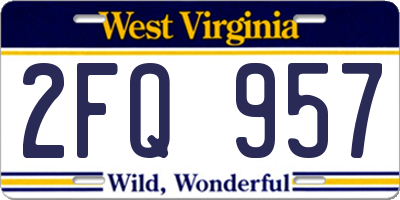 WV license plate 2FQ957