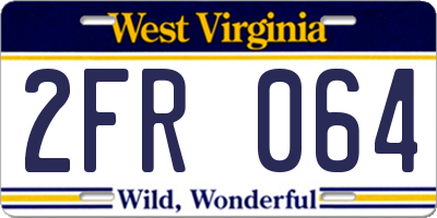 WV license plate 2FR064