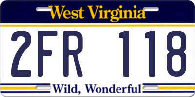 WV license plate 2FR118