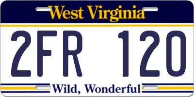 WV license plate 2FR120
