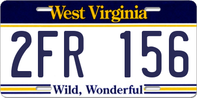 WV license plate 2FR156
