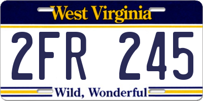 WV license plate 2FR245