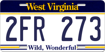 WV license plate 2FR273