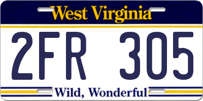 WV license plate 2FR305