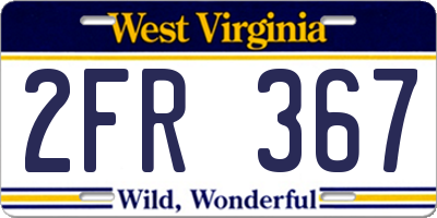 WV license plate 2FR367