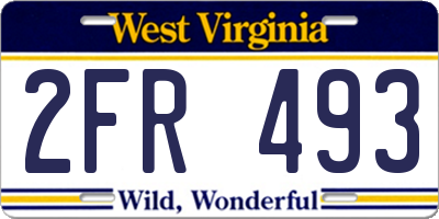 WV license plate 2FR493