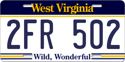 WV license plate 2FR502