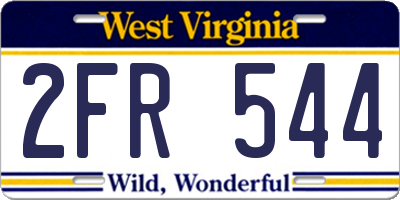 WV license plate 2FR544