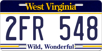WV license plate 2FR548