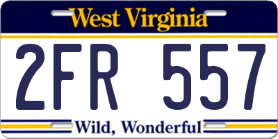 WV license plate 2FR557