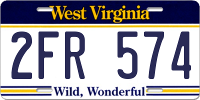 WV license plate 2FR574