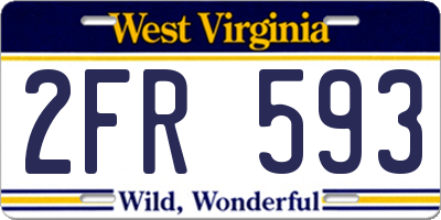 WV license plate 2FR593