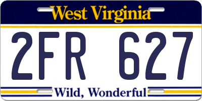 WV license plate 2FR627
