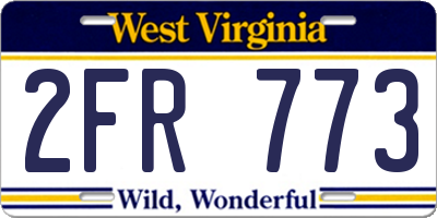 WV license plate 2FR773