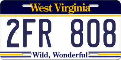 WV license plate 2FR808