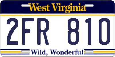 WV license plate 2FR810