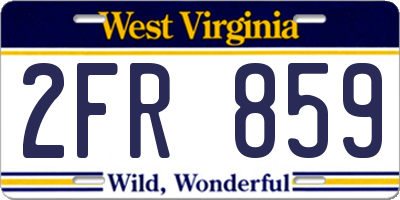 WV license plate 2FR859
