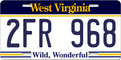 WV license plate 2FR968