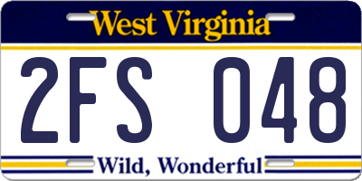 WV license plate 2FS048