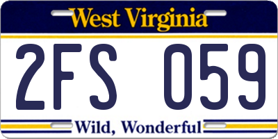 WV license plate 2FS059