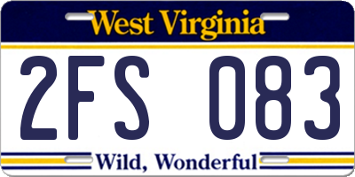 WV license plate 2FS083