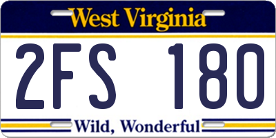 WV license plate 2FS180
