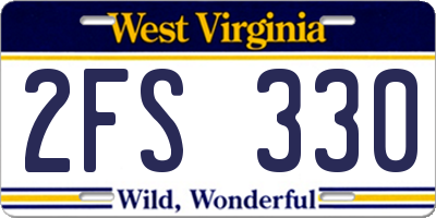 WV license plate 2FS330