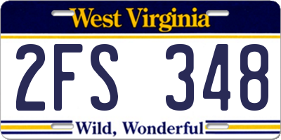 WV license plate 2FS348