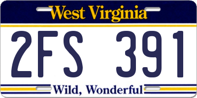 WV license plate 2FS391