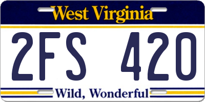 WV license plate 2FS420