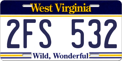 WV license plate 2FS532