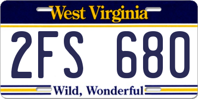WV license plate 2FS680