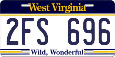 WV license plate 2FS696
