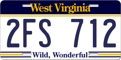 WV license plate 2FS712