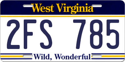 WV license plate 2FS785